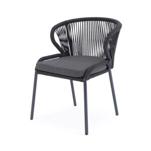 Милан стул (60х66х81см) плетеный из роупа (веревки), каркас алюминий темно-серый (RAL7024) шагрень, роуп темно-серый
