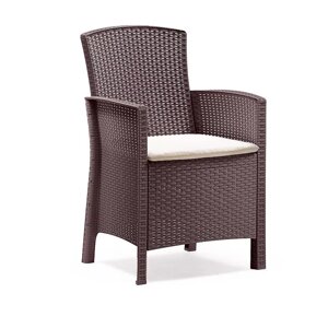 Пластиковое кресло Lido (60х56х90см) коричневое с подушкой (Лидо)