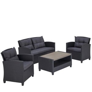 Плетеный комплект мебели с диваном AFM-804G Dark Grey-Grey (4 персоны)