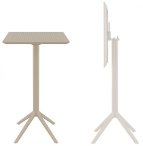 Стол пластиковый барный складной Sky Folding Bar Table 60 (60х60х108см) бежевый
