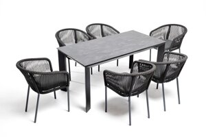 Венето обеденная группа (6 персон) со стульями Марсель, каркас темно-серый, цвет темно-серый