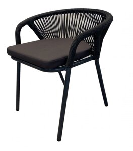Женева плетеный стул из синтетических лент (57x62x72см), цвет темно-серый (производство)