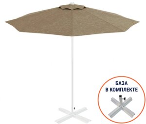 Зонт пляжный со стационарной базой Kiwi ClipsBase (диам. 2,5м, h=2,1м) белый, тортора