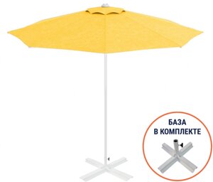 Зонт пляжный со стационарной базой Kiwi ClipsBase (диам. 2,5м, h=2,1м) белый, желтый