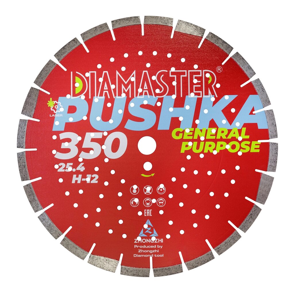 Диск сегментный DIAMASTER PUSHKA GP 350х25,4х24z универсал от компании СТРОИТЕЛЬНОЕ ОБОРУДОВАНИЕ - фото 1