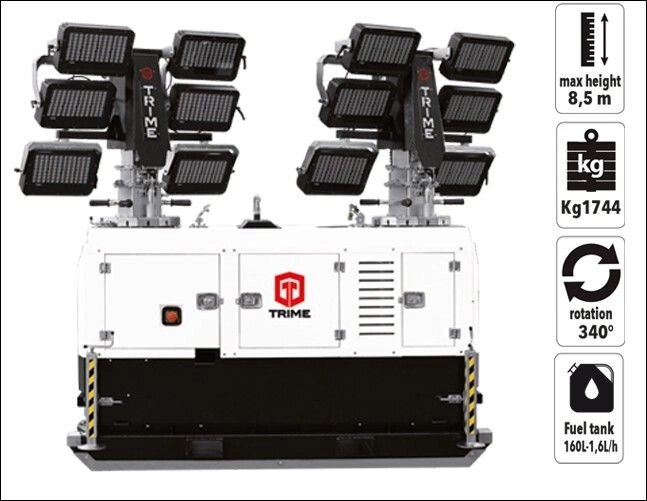 Передвижная мачта освещения TRIME X-Double 12х320 светодиодная от компании СТРОИТЕЛЬНОЕ ОБОРУДОВАНИЕ - фото 1