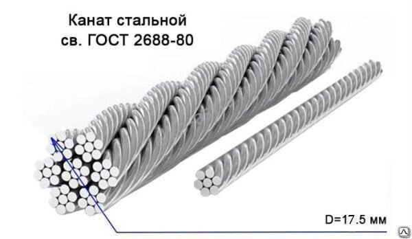 Стальной канат, трос 17.5 мм от компании СТРОИТЕЛЬНОЕ ОБОРУДОВАНИЕ - фото 1