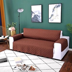 Чехол для кресла и дивана стеганный с карманом, 55х196, коричневый