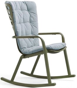 Кресло-качалка пластиковое с подушкой Nardi, Folio Агава-Голубой