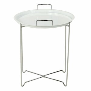 Столик кофейный, MK-2387-WT, складной, 45х45х51 см, Белый/хром