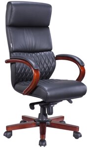 Офисное кресло President Wood, натуральная кожа, черный