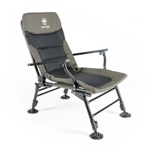 Кресло карповое "Кедр", с подлокотниками, серый/черный
