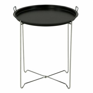 Столик чайный, MK-2387-BK, складной, 45х45х51 см, Черный/Хром