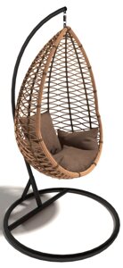 Кресло подвесное "Бамбук", из искуственного ротанга, бежевый, коричневый, черный