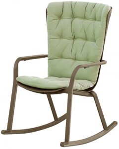 Кресло-качалка пластиковое с подушкой Nardi, Folio Табак-Зеленый