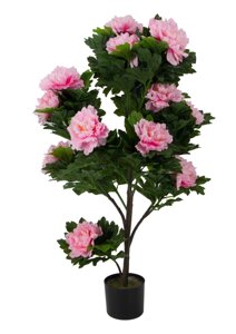 Искусственные растения, Пион розовый, MK-7411-HP, 0х0х100 см, Темно-зеленый