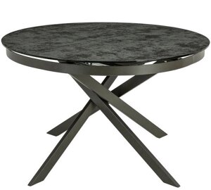 Стол обеденный, MK-7510-GR, стеклянный с имитацией керамики, 120х120(170)х76 см, Серый
