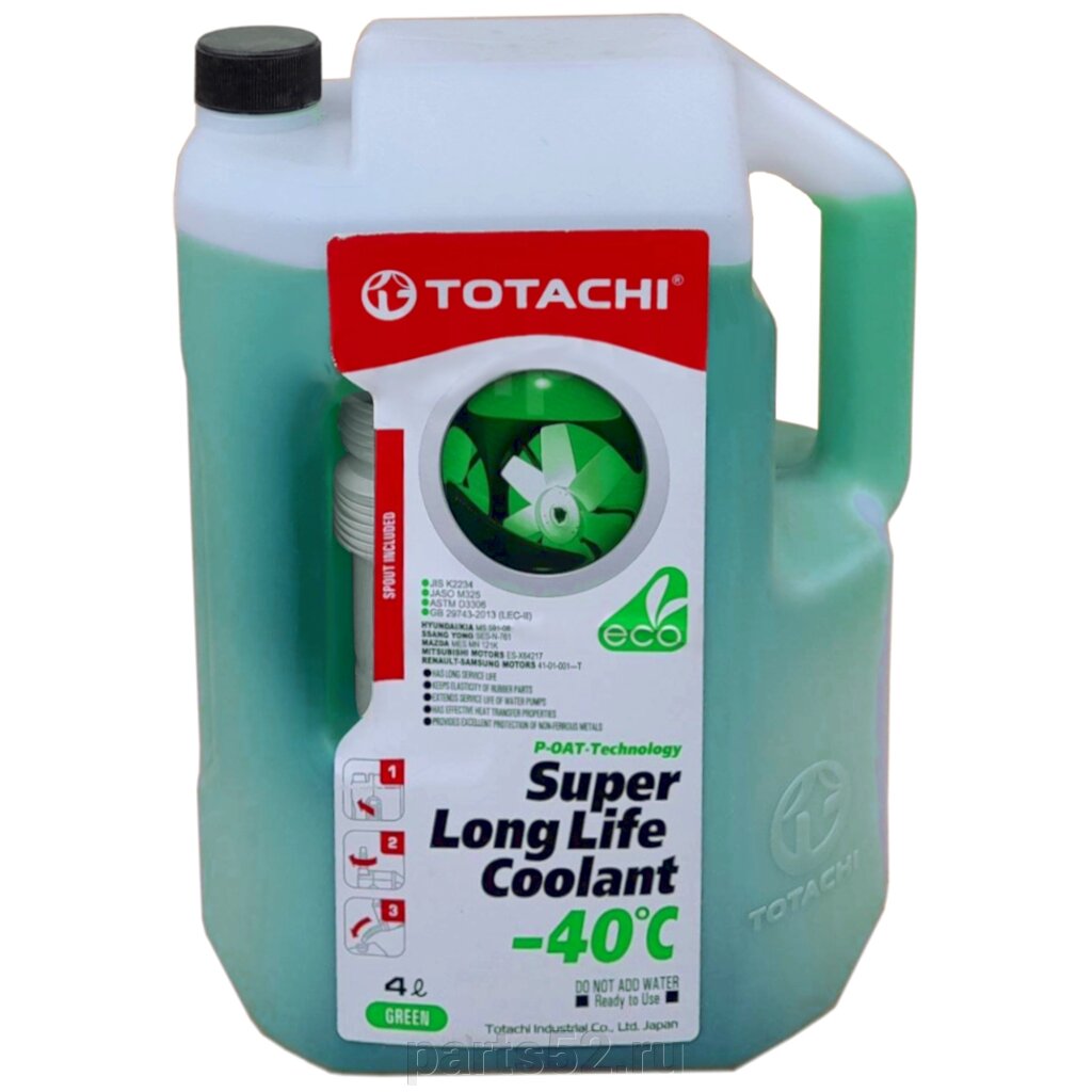 Антифриз зеленый TOTACHi Super Long Life Coolant GREEN -40 C, 4 л от компании PARTS52 - фото 1