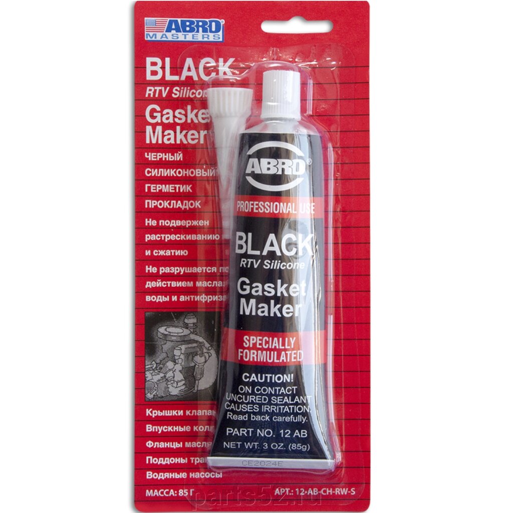 Герметик силиконовый черный ABRO RTV Silicone, 85 гр от компании PARTS52 - фото 1