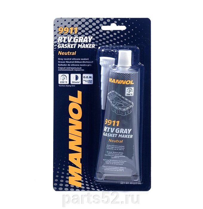 Герметик силиконовый серый MANNOL 9911 RTV Silicone Neutral, 85 гр от компании PARTS52 - фото 1