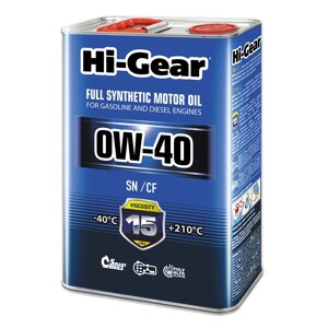 Масло моторное Hi-Gear 0W-40 SN/CF, 4 л