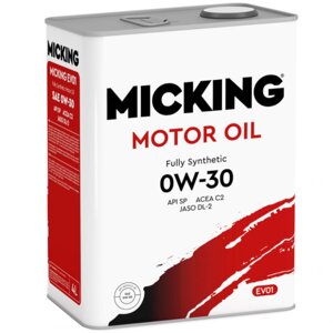 Масло моторное micking motor oil EVO1 0W-30 SP, C2/C3, 4 л