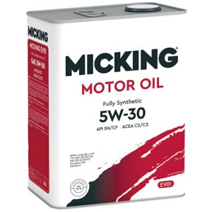 Масло моторное micking motor oil EVO1 5W-30 SN, C2/C3, 4 л