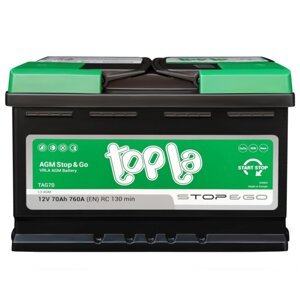 Аккумулятор 6СТ-70 Ач TOPLA AGM Stop&Go L3 278x175x190 EN 760 R+ обратный