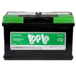 Аккумулятор 6СТ-80 Ач TOPLA AGM Stop&Go L4 315x175x190 EN 800 R+ обратный