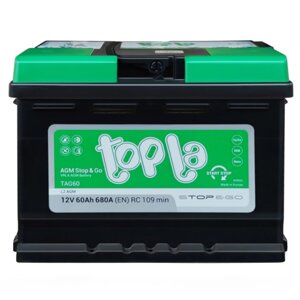 Аккумулятор 6СТ-60 Ач TOPLA AGM Stop&Go L2 242x175x190 EN 680 R+ обратный