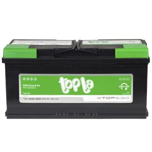 Аккумулятор 6СТ-105 Ач TOPLA AGM Stop&Go L6 394x175x190 EN 950 R+ обратный