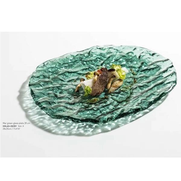 Блюдо овальное презентационное стеклянное «Море» зеленое 28х25см, Mar-Green XGLAS-2825V от компании ООО "Рашн Бокс Лтд." - фото 1