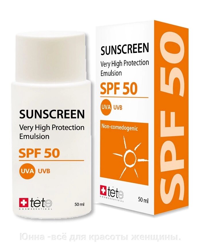 Солнцезащитный флюид TETe Cosmeceutical Sunscreen Very High Protection Emulsion SPF50 от компании Юнна -всё для красоты женщины. - фото 1