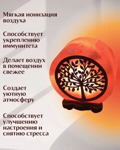 Соляная лампа WONDER LIFE Круг 6 дюймов с картиной Денежное дерево, 3-4 кг