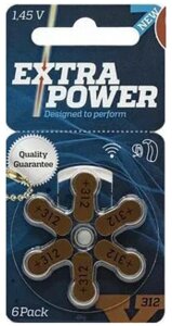 Батарейка для слуховых аппаратов ExtraPower тип 312