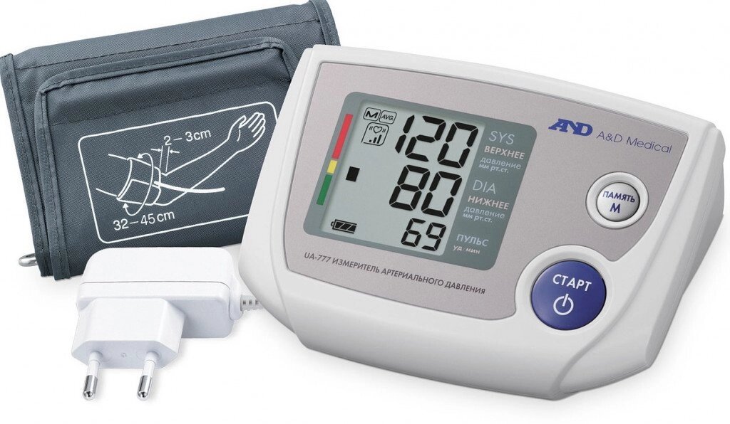 Тонометр автоматический AC-777 AND с адаптером и большой манжетой L от компании Магазин медтехники "Будьте Здоровы" г. Барнаул, ул Панфиловцев 4-в. - фото 1