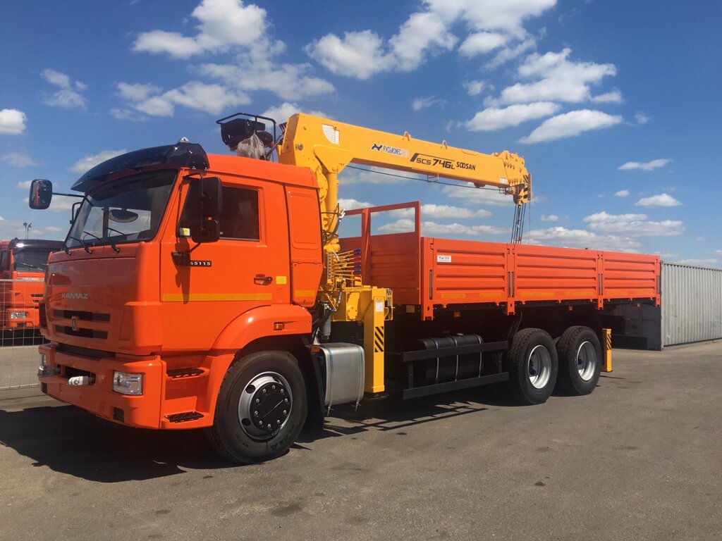 КМУ КАМАЗ 65115-23094-50 (Евро-5) + SOOSAN SCS746L верх. упр. + борт сталь 6,6м. от компании Компания СИМ-авто - фото 1