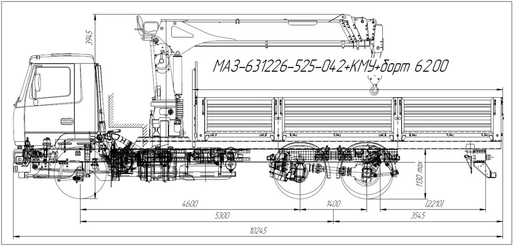 КМУ МАЗ 631226-525-042 (Евро-5) + SOOSAN SCS746L верх. упр. + борт сталь 6,2м. от компании Компания СИМ-авто - фото 1