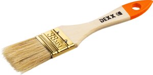 DEXX 38 мм, 1.5″натуральная щетина, деревянная ручка, флейцевая, все виды ЛКМ, плоская кисть (0100-038)