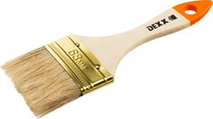 DEXX 63 мм, 2.5, натуральная щетина, деревянная ручка, флейцевая, все виды ЛКМ, плоская кисть (0100-063)