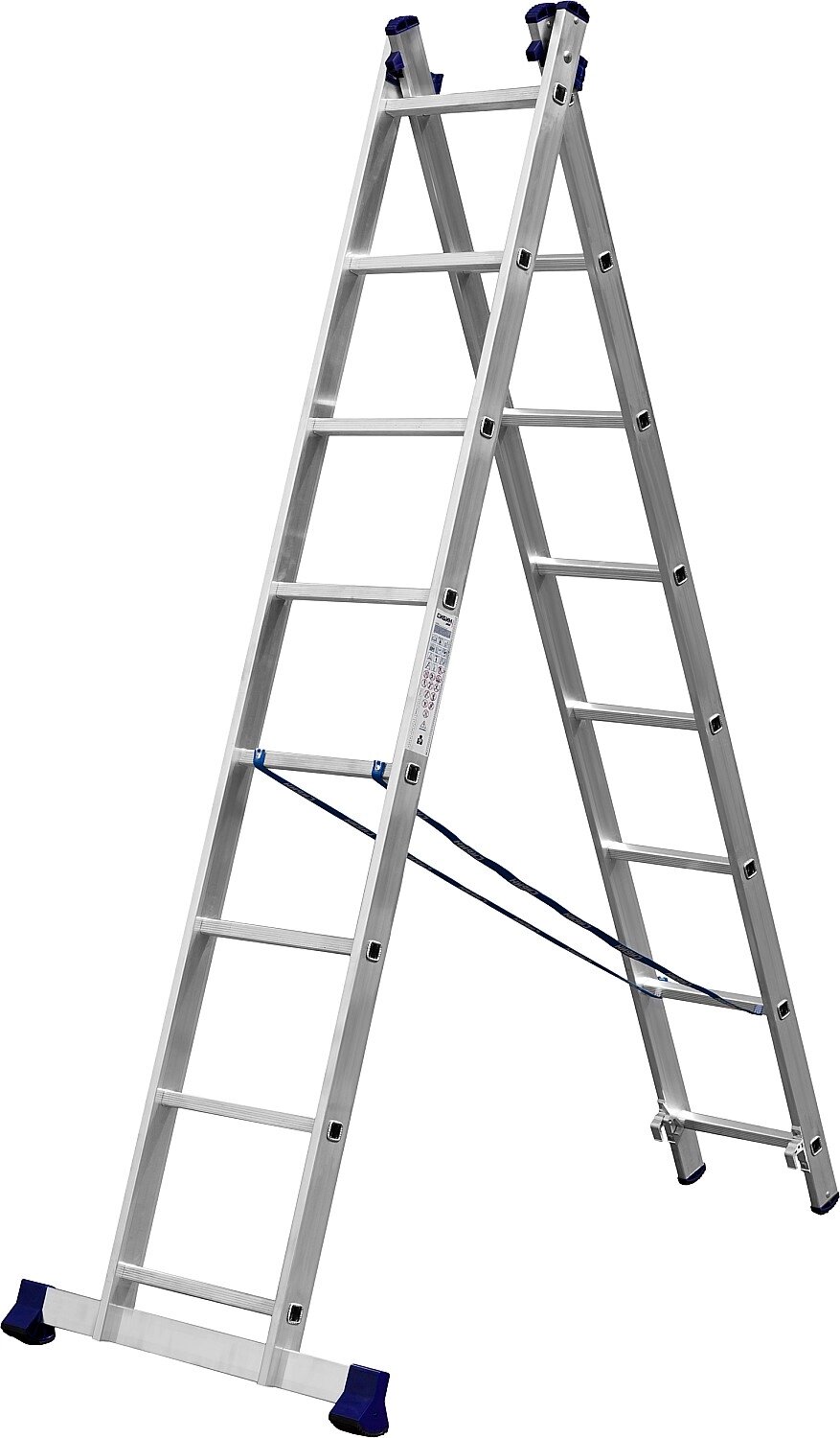 Двухсекционная лестница СИБИН, 8 ступеней, со стабилизатором, алюминиевая от компании ТД МЕЛОЧевка (товары для дома от метизов до картриджей) - фото 1