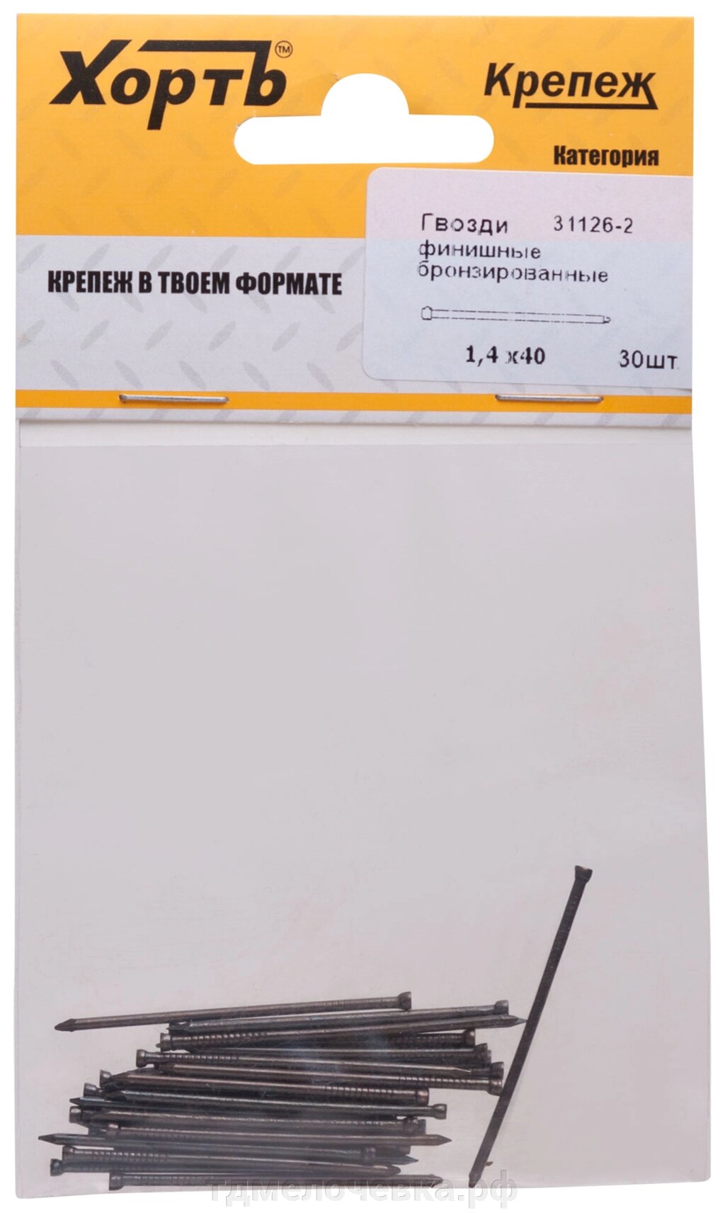 Гвозди финишные бронзированные 1,4 х 40 (фасовка 30 шт.) от компании ТД МЕЛОЧевка (товары для дома от метизов до картриджей) - фото 1