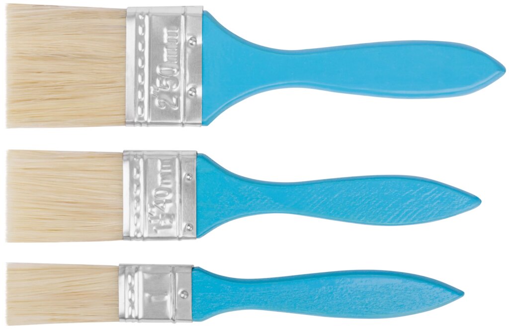 Кисти флейцевые, синяя ручка, набор 3 шт.( 1", 1,5", 2" ) от компании ТД МЕЛОЧевка (товары для дома от метизов до картриджей) - фото 1