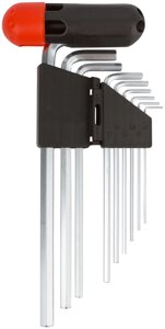 Ключи шестигранные длинные ( 1,5-10 мм ) CrV, 9 шт. с пластик. Т-обр. ручкой