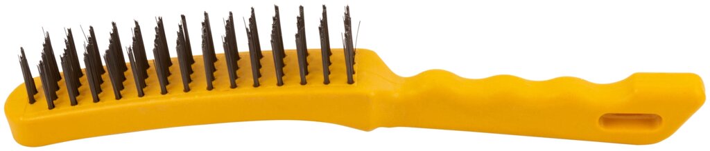 Корщетка стальная, желтая пластиковая ручка, 275 мм, 4-х рядная от компании ТД МЕЛОЧевка (товары для дома от метизов до картриджей) - фото 1