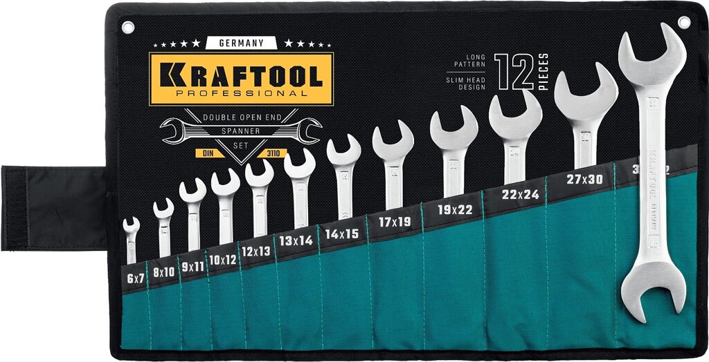 KRAFTOOL 12 шт, 6 - 32 мм, набор рожковых гаечных ключей (27033-H12) от компании ТД МЕЛОЧевка (товары для дома от метизов до картриджей) - фото 1