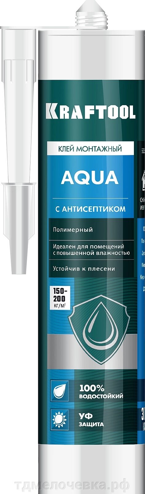 KRAFTOOL AQUA, 310 мл, белый, водостойкий монтажный клей (41345) от компании ТД МЕЛОЧевка (товары для дома от метизов до картриджей) - фото 1