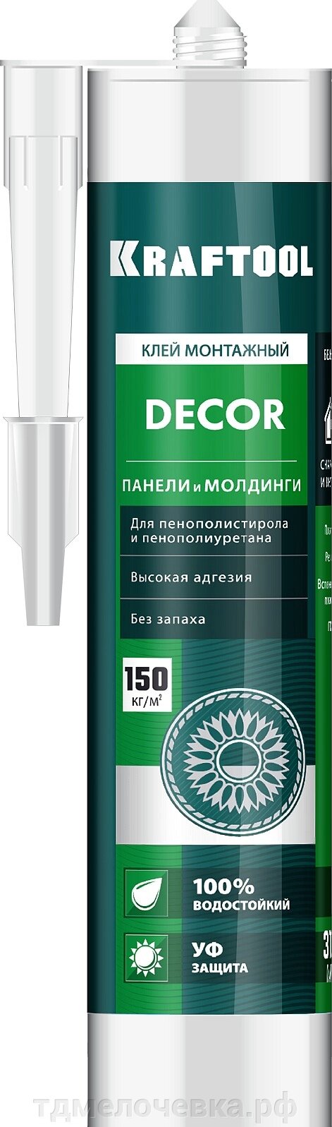 KRAFTOOL DÉCOR, 310 мл, белый, монтажный клей для молдингов (41349) от компании ТД МЕЛОЧевка (товары для дома от метизов до картриджей) - фото 1