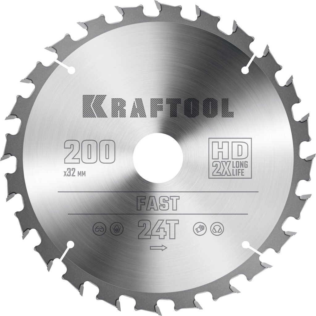 KRAFTOOL Fast, 200 х 32 мм, 24Т, пильный диск по дереву (36950-200-32) от компании ТД МЕЛОЧевка (товары для дома от метизов до картриджей) - фото 1