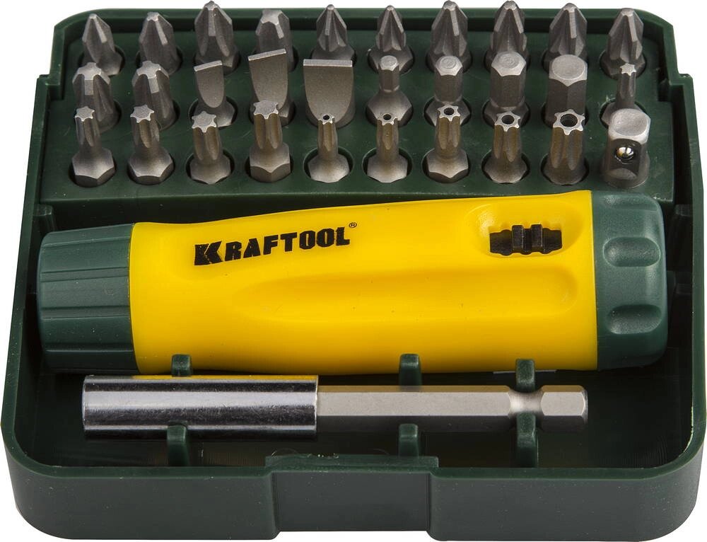 KRAFTOOL Kompakt-32 набор: реверсивная отвертка с насадками 32 шт от компании ТД МЕЛОЧевка (товары для дома от метизов до картриджей) - фото 1